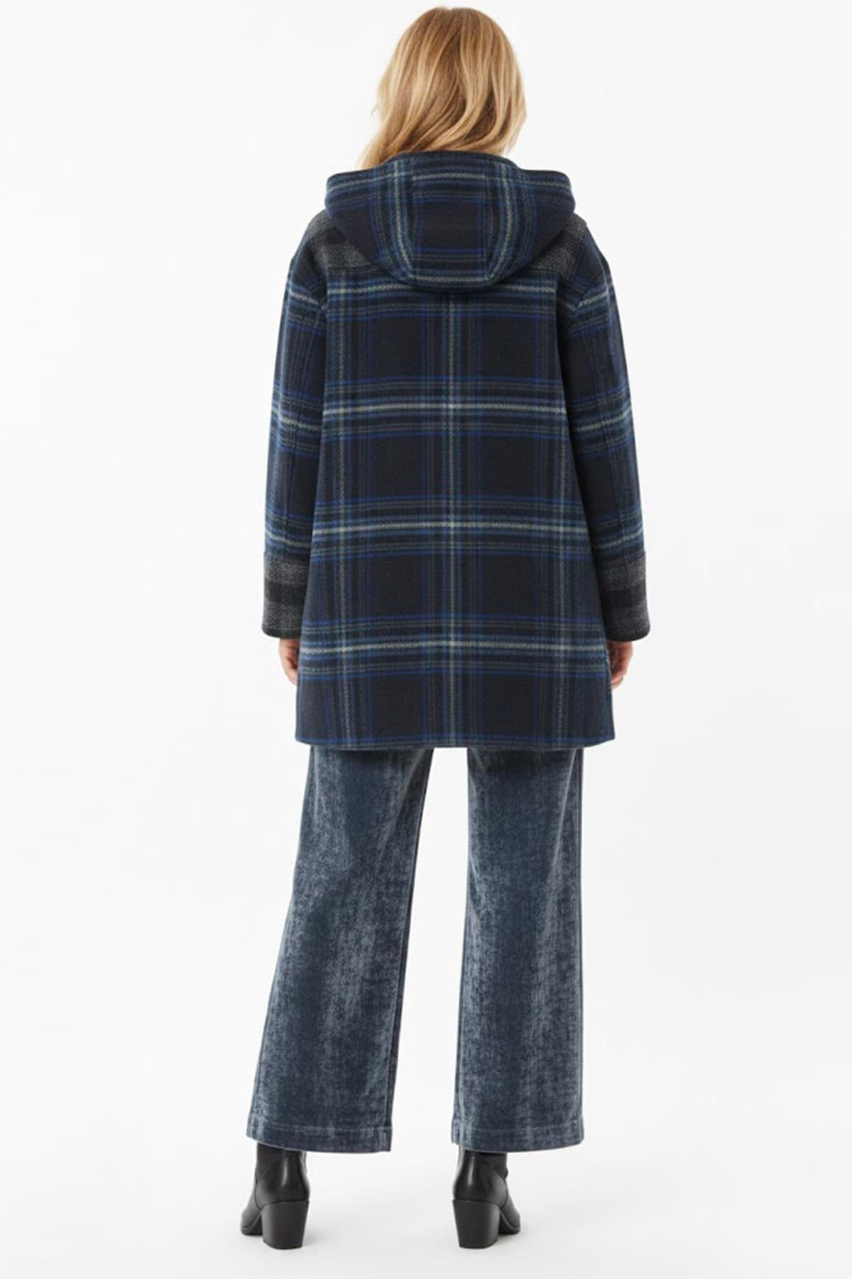 Derhy Plaid Hooded Coat