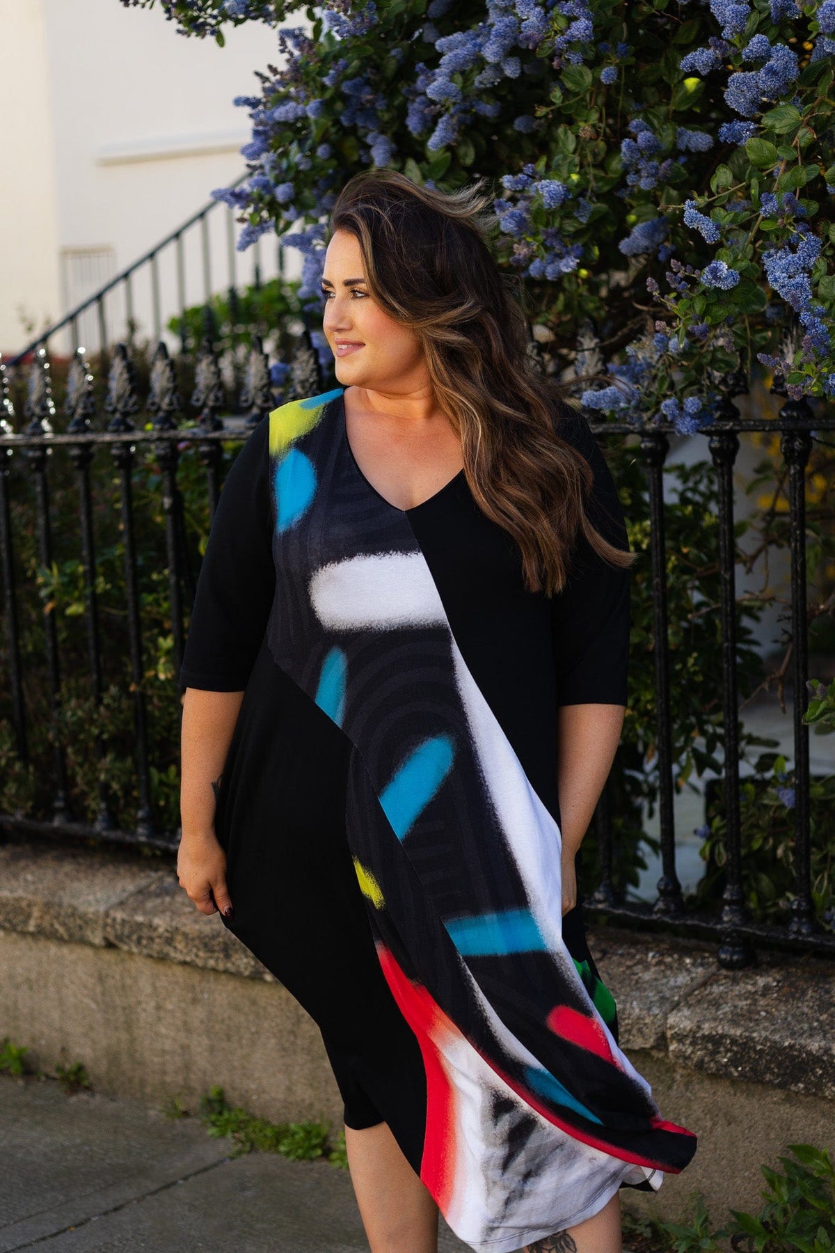 OZAI N KU Cap Sleeve Print Dress