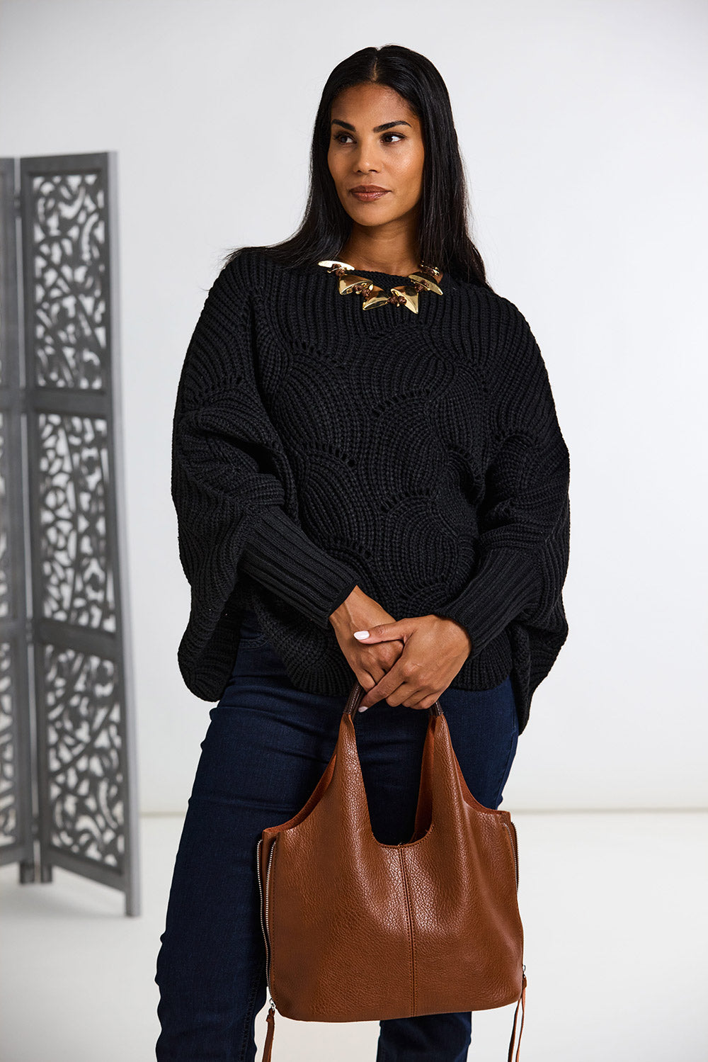 CREAM Knit Poncho