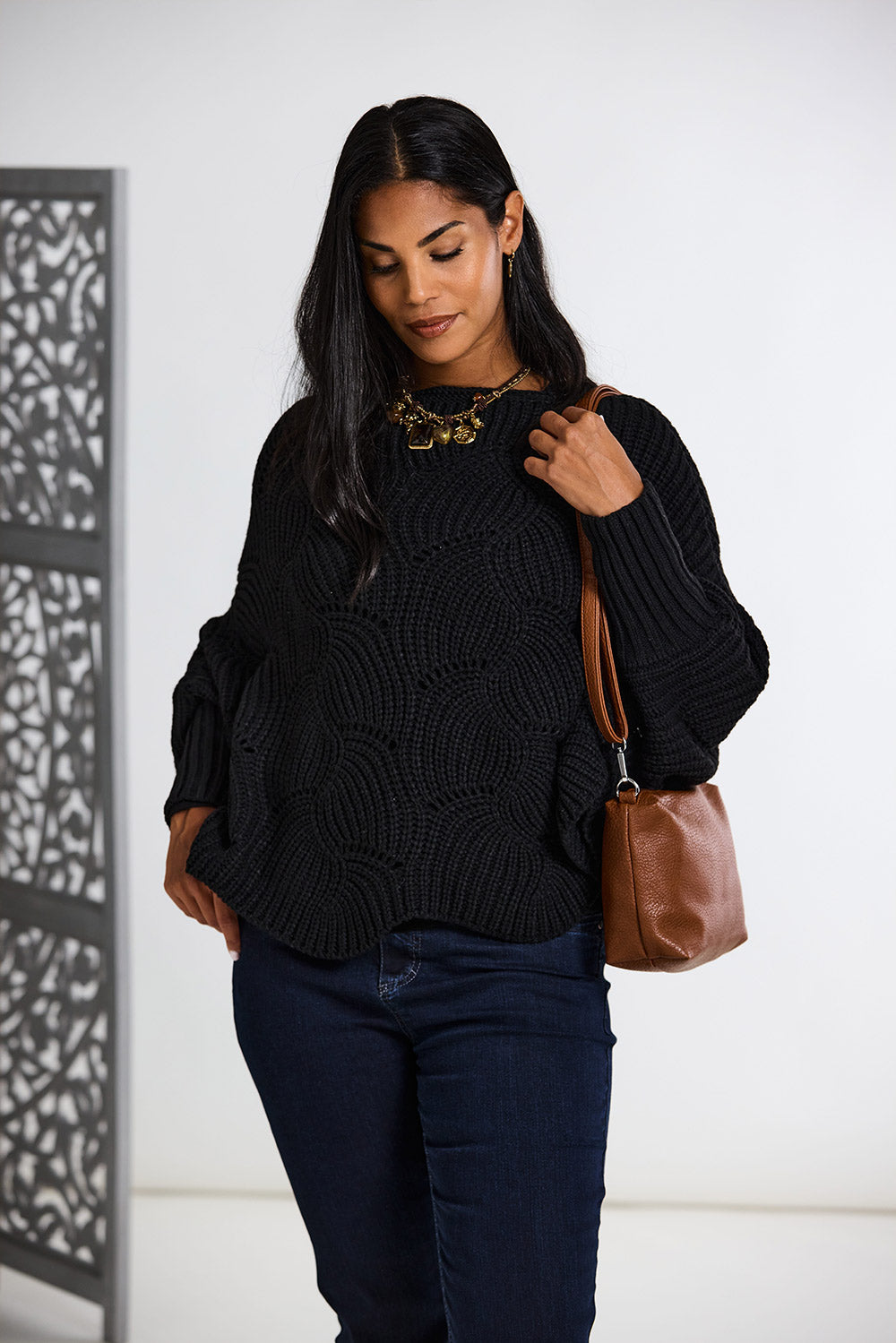 CREAM Knit Poncho