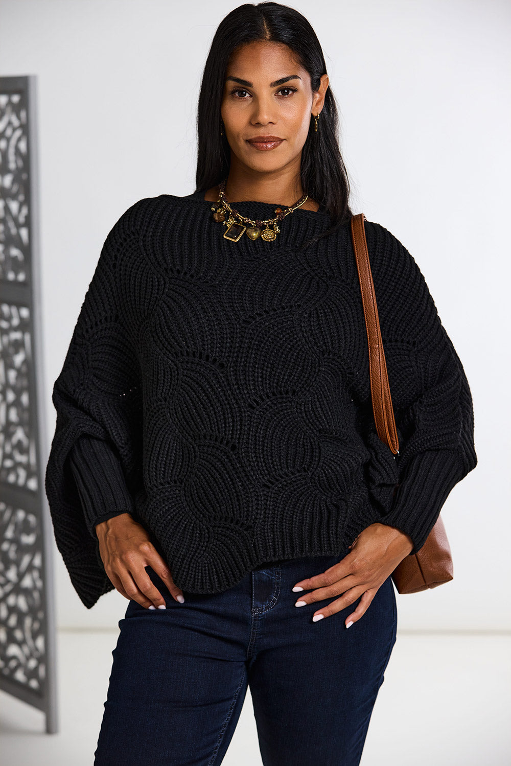 CREAM Knit Poncho