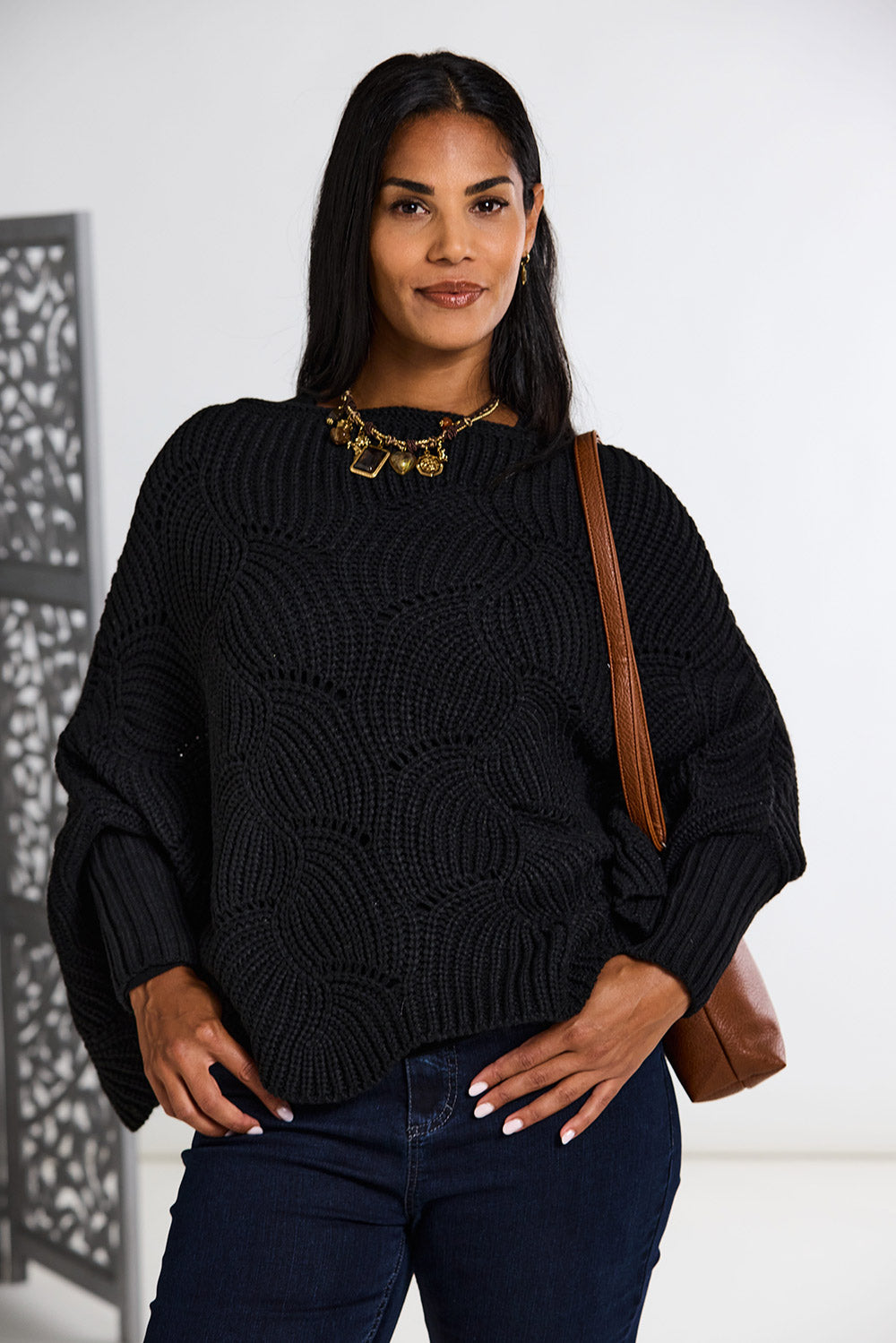 CREAM Knit Poncho