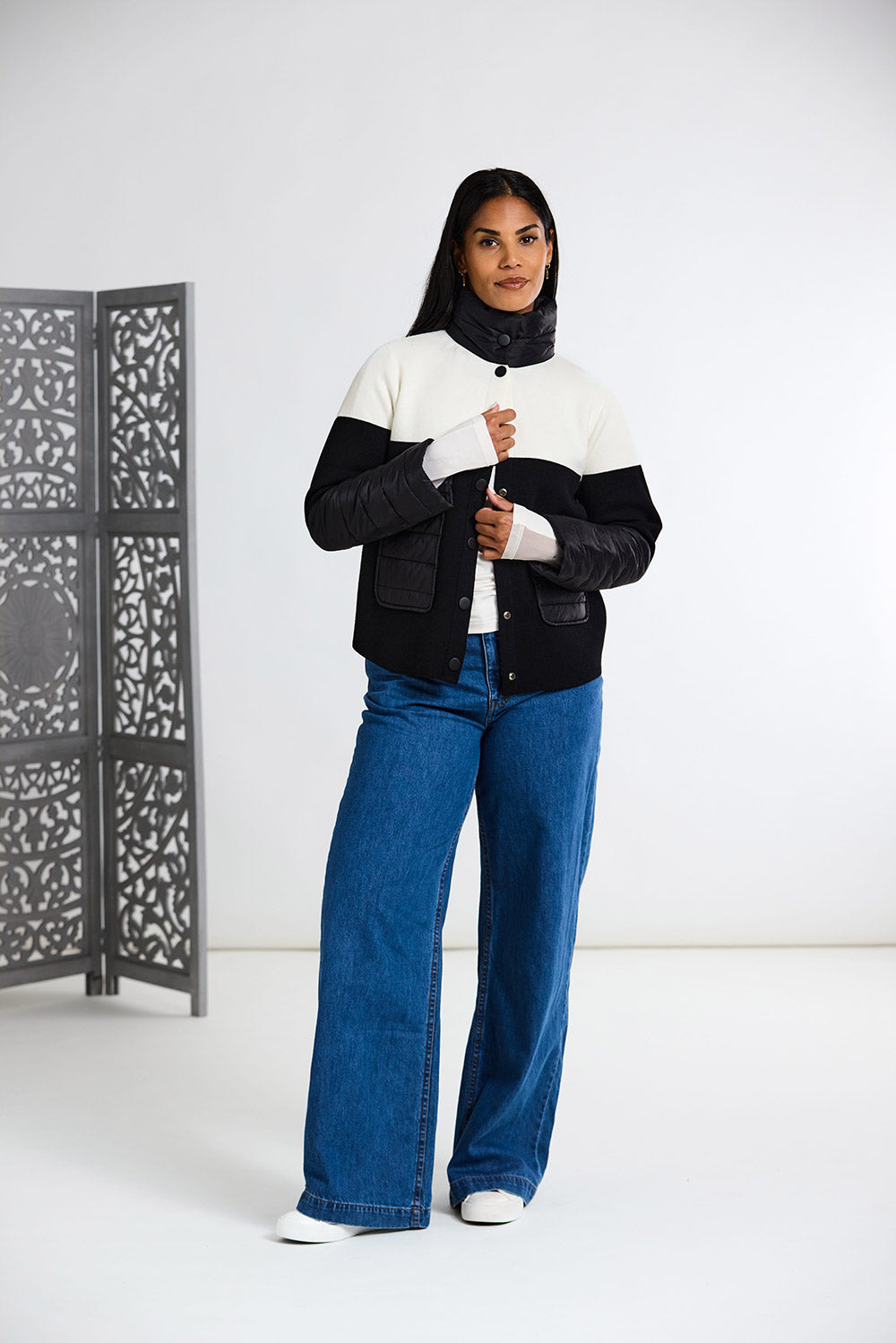 Peruzzi Two Tone Jacket With Quilted Pockets