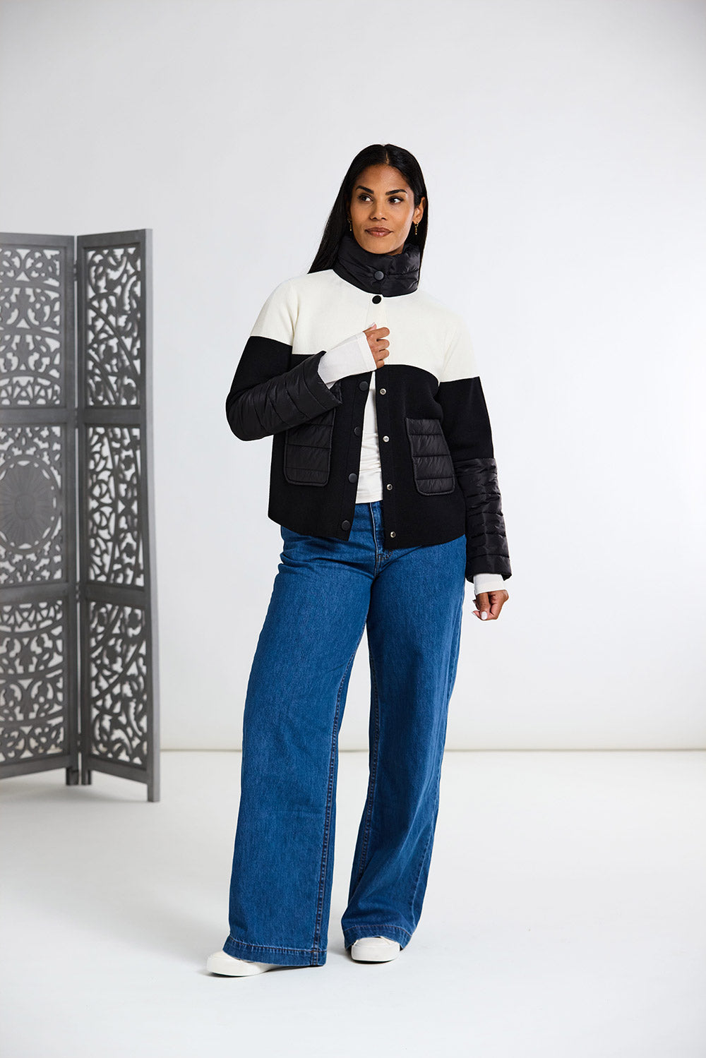 Peruzzi Two Tone Jacket With Quilted Pockets