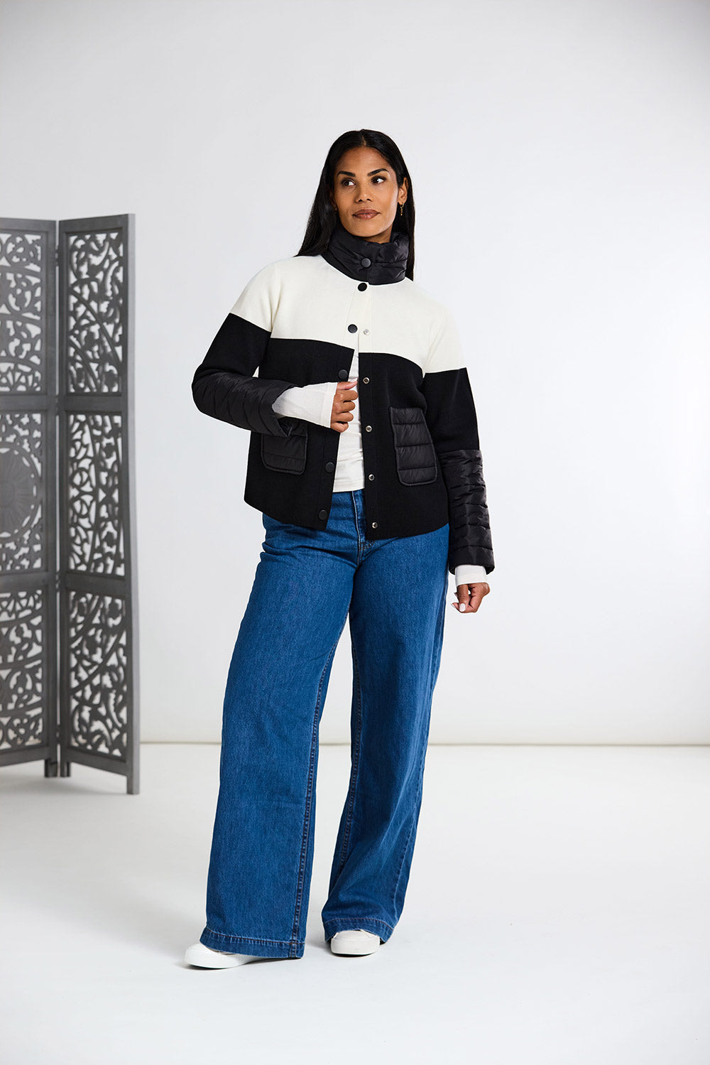Peruzzi Two Tone Jacket With Quilted Pockets