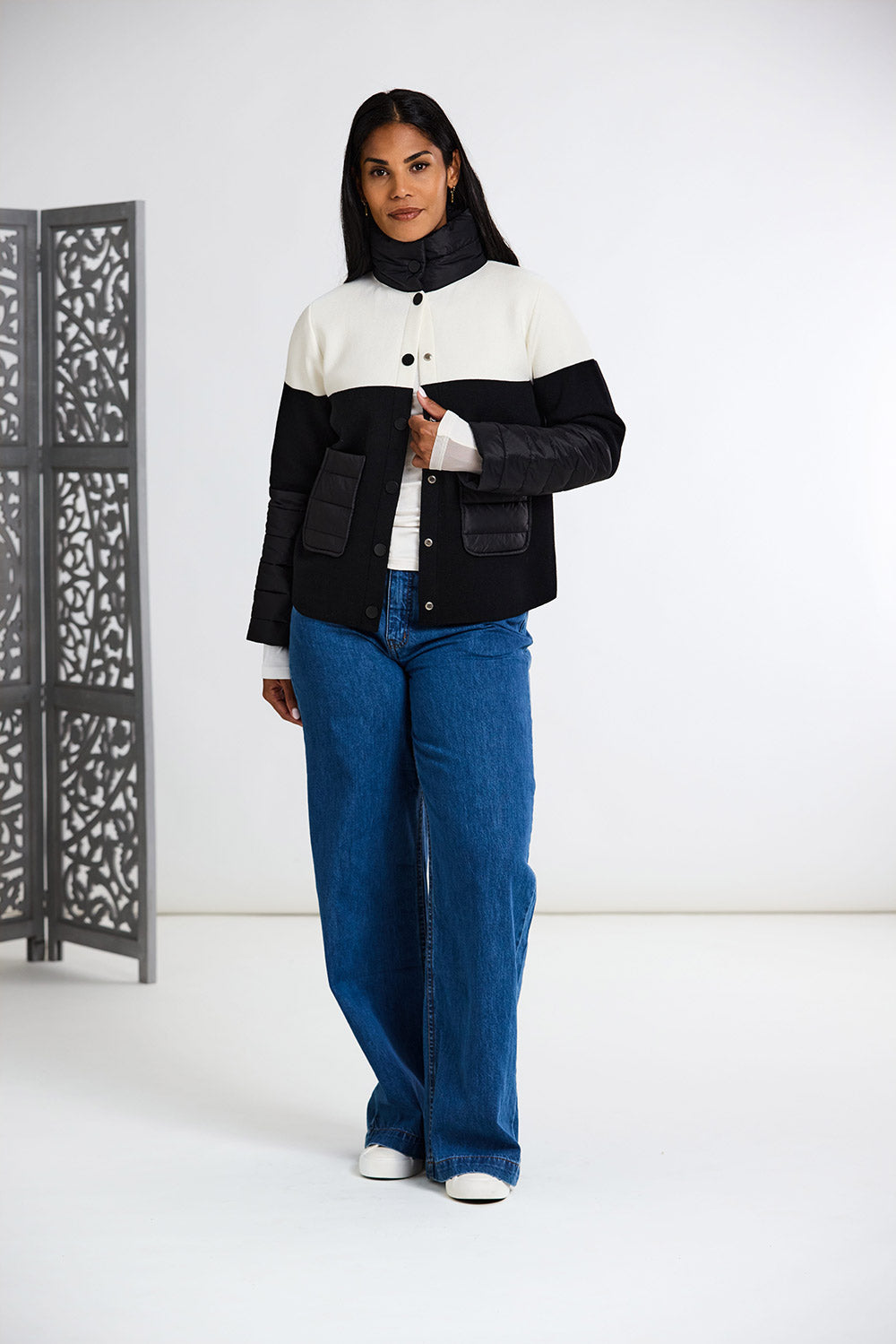 Peruzzi Two Tone Jacket With Quilted Pockets