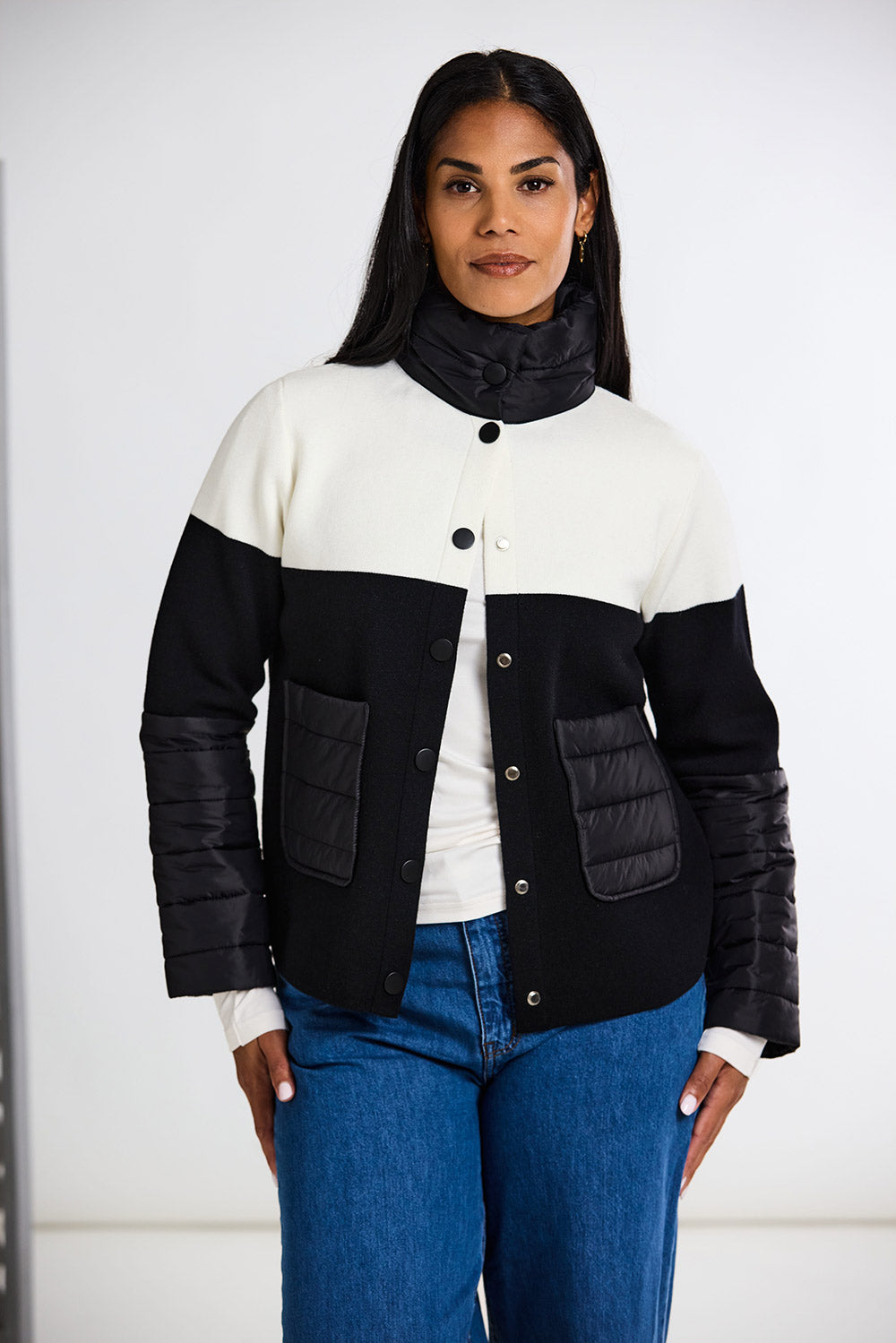 Peruzzi Two Tone Jacket With Quilted Pockets