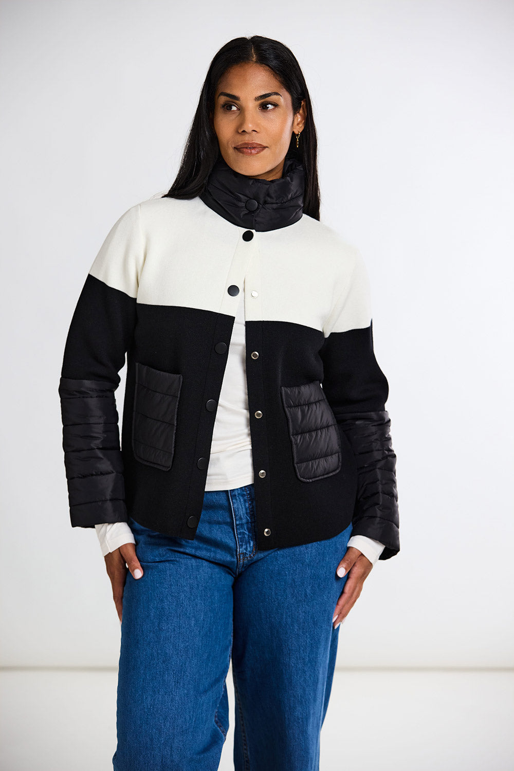 Peruzzi Two Tone Jacket With Quilted Pockets