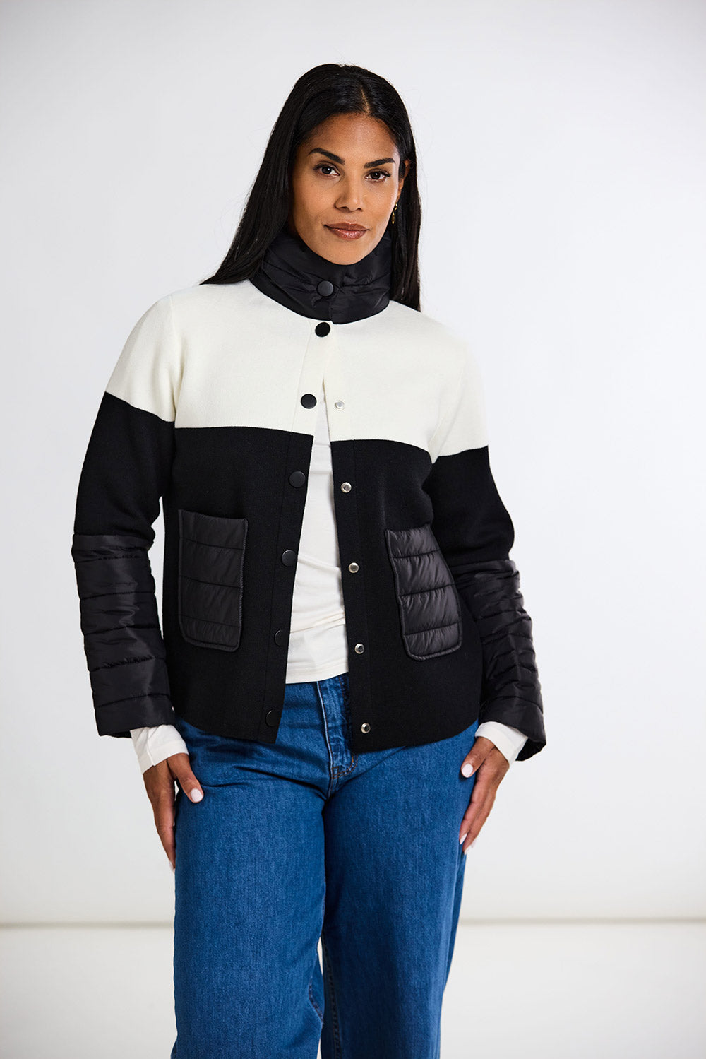 Peruzzi Two Tone Jacket With Quilted Pockets