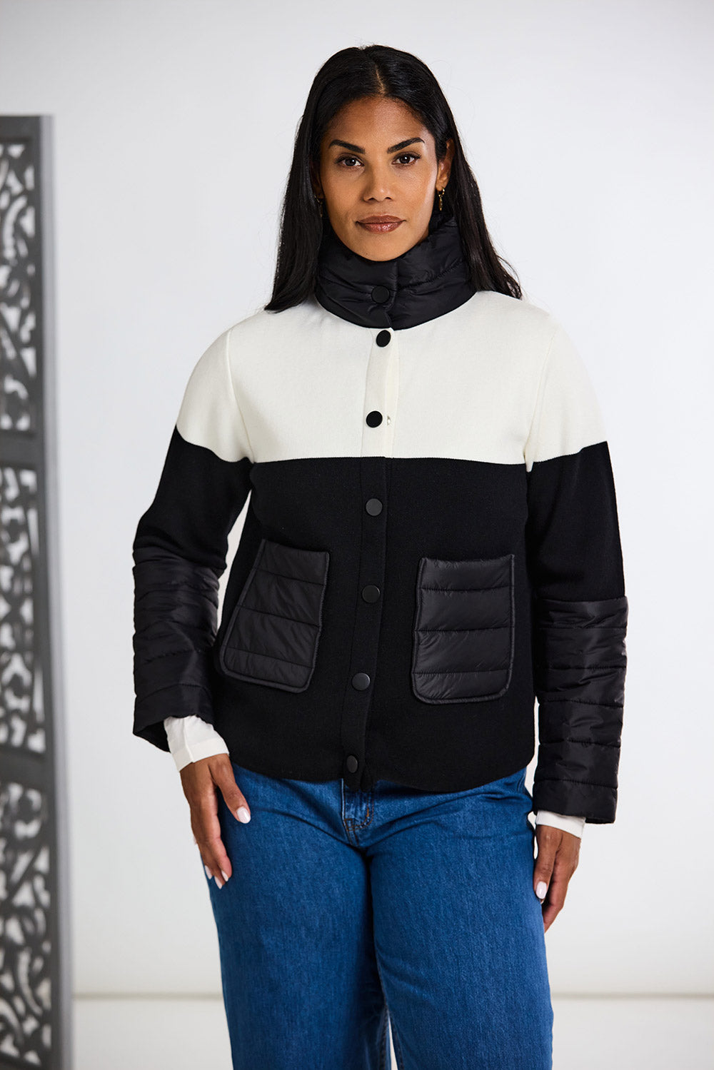 Peruzzi Two Tone Jacket With Quilted Pockets