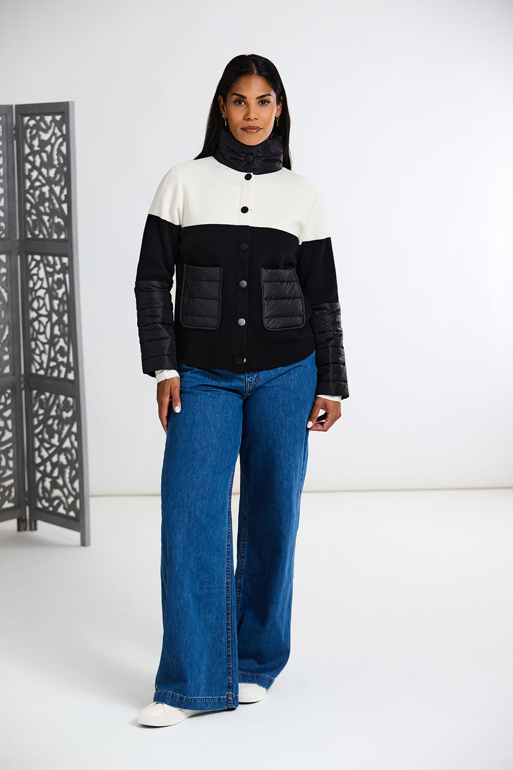 Peruzzi Two Tone Jacket With Quilted Pockets