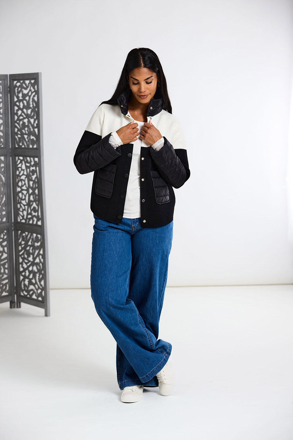 Peruzzi Two Tone Jacket With Quilted Pockets