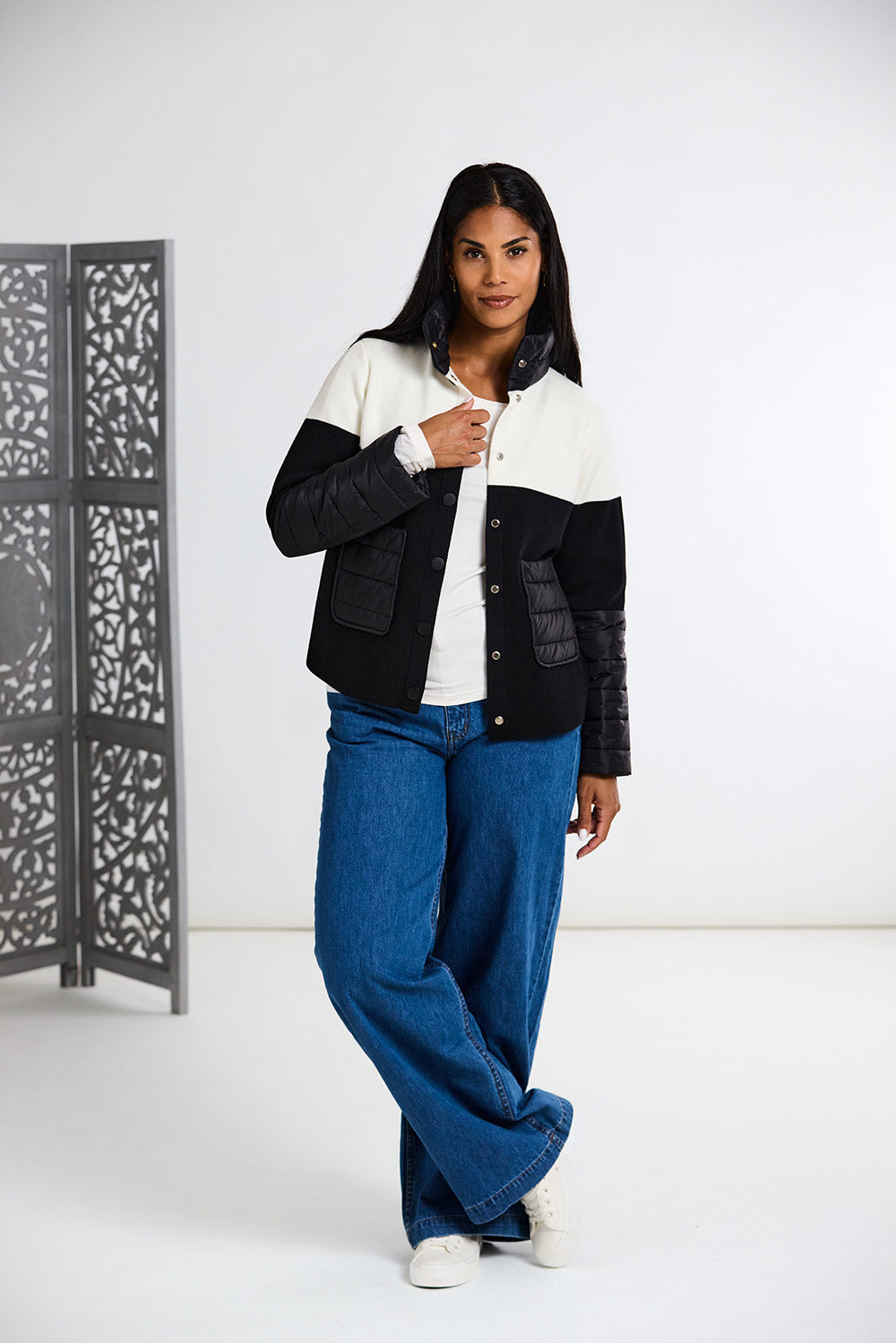 Peruzzi Two Tone Jacket With Quilted Pockets