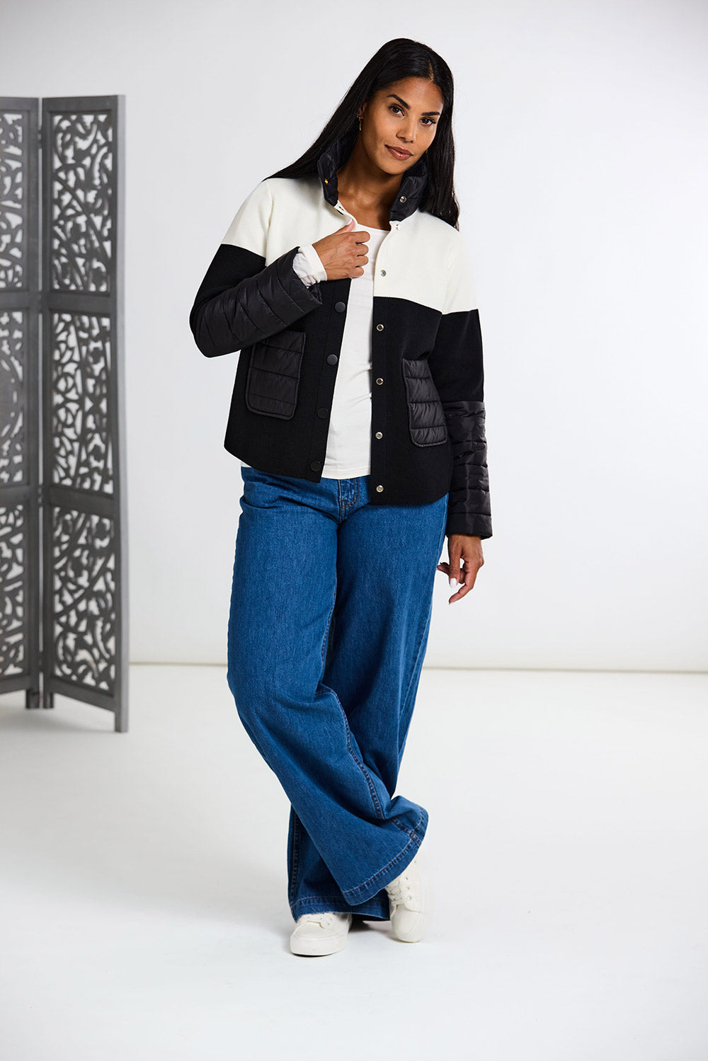 Peruzzi Two Tone Jacket With Quilted Pockets