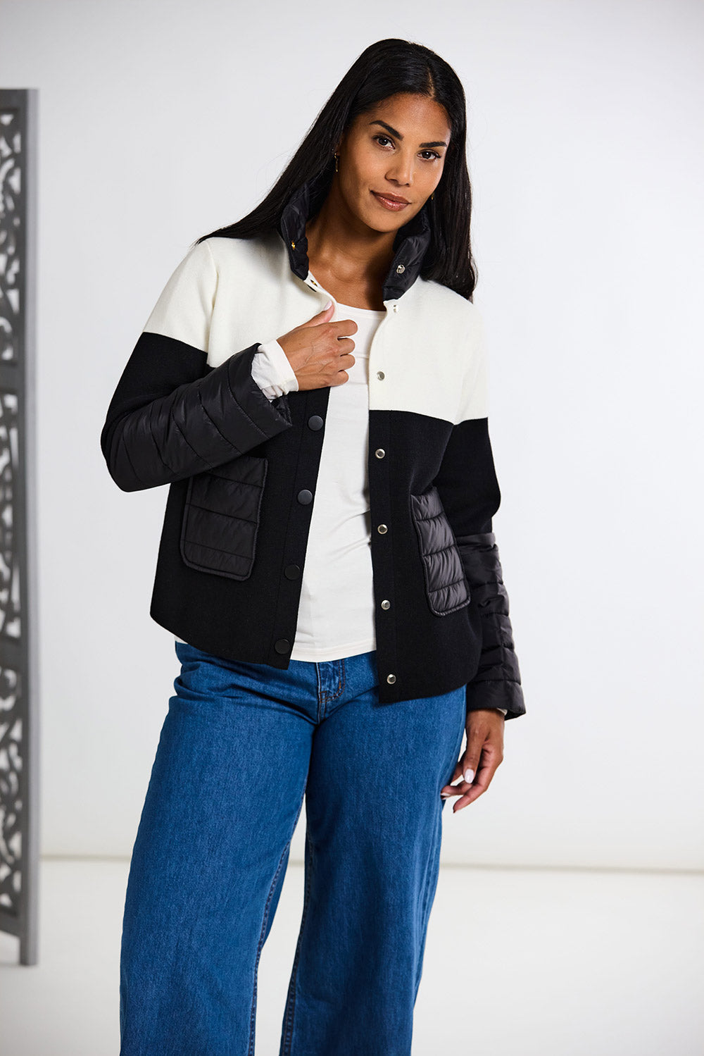 Peruzzi Two Tone Jacket With Quilted Pockets