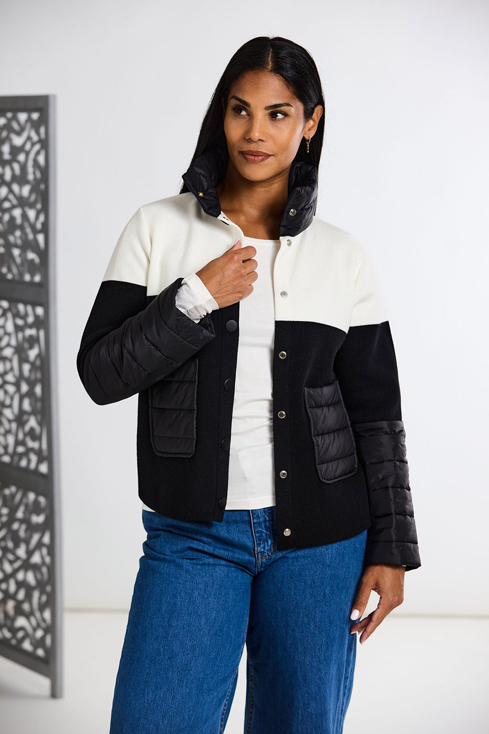 Peruzzi Two Tone Jacket With Quilted Pockets