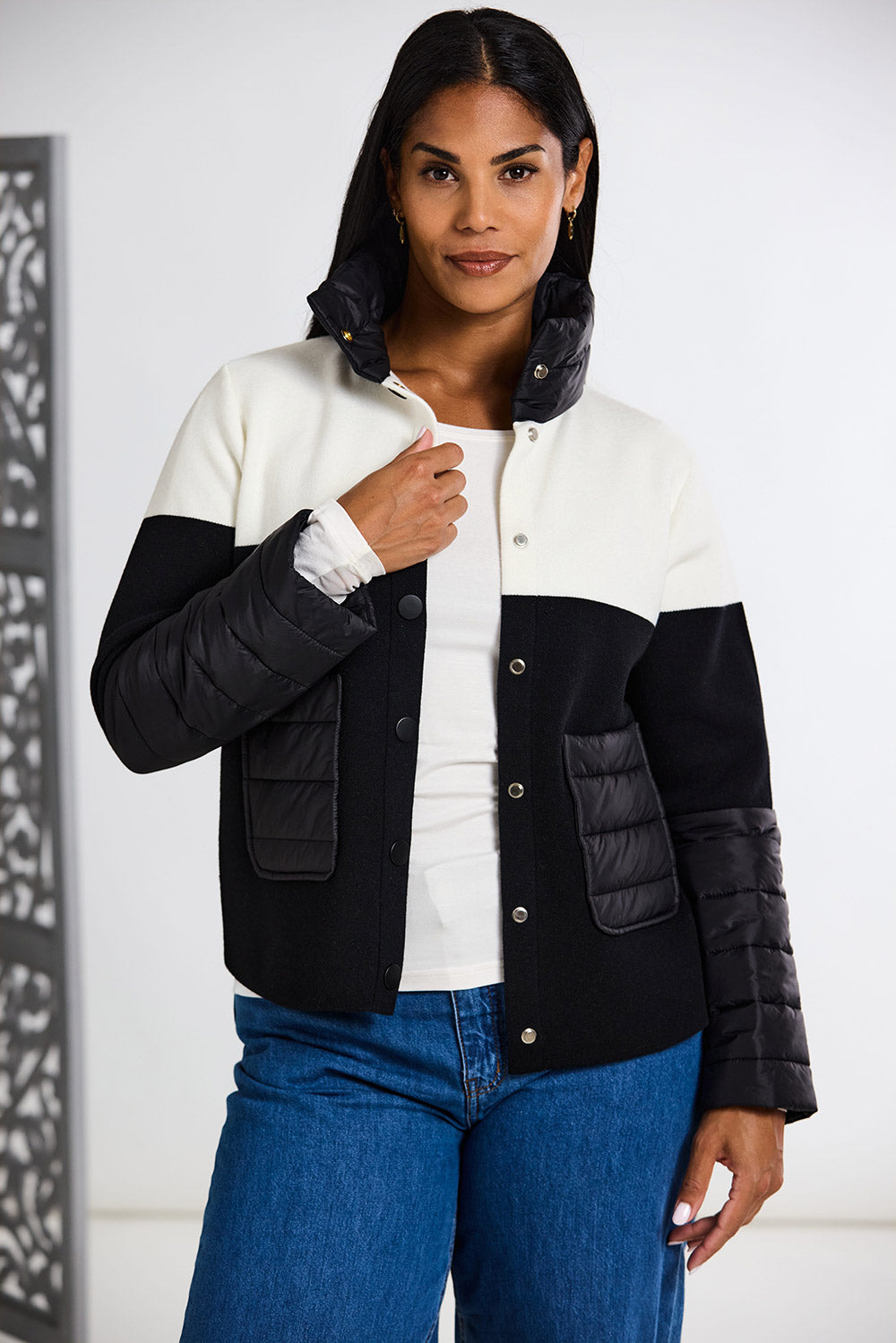 Peruzzi Two Tone Jacket With Quilted Pockets