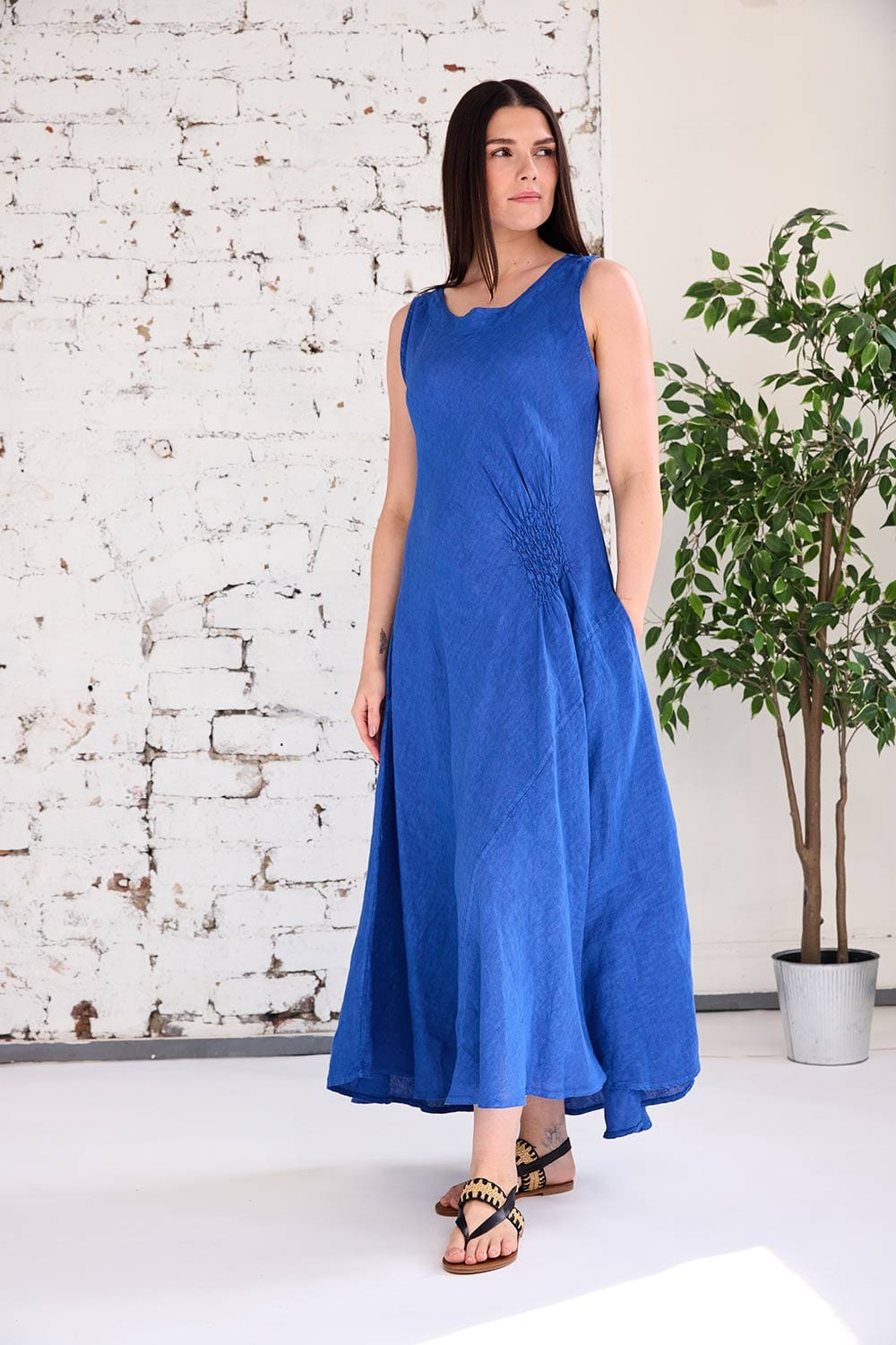 ART Side Ruche Swing Dress