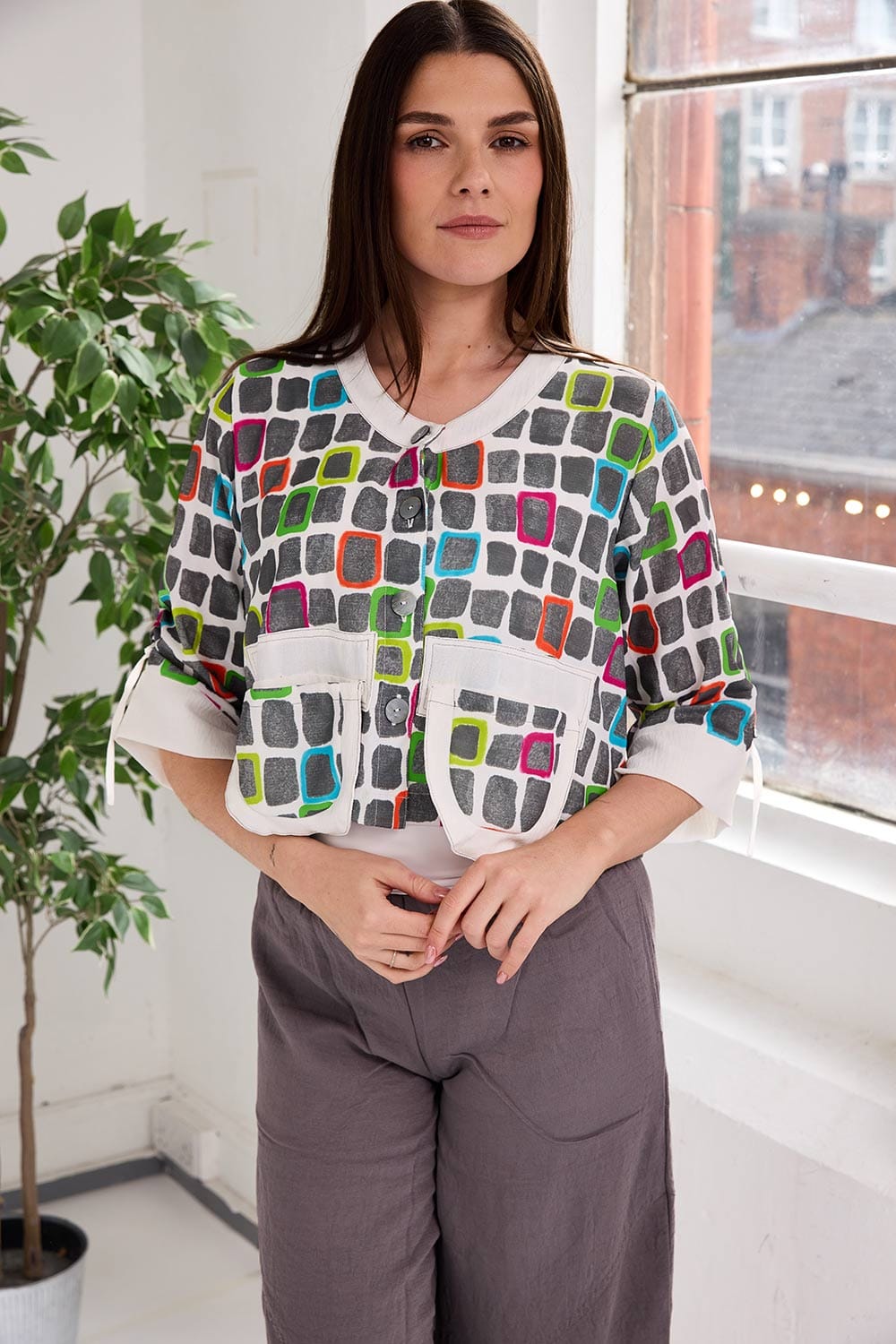 Tara Vao Square Print Jacket