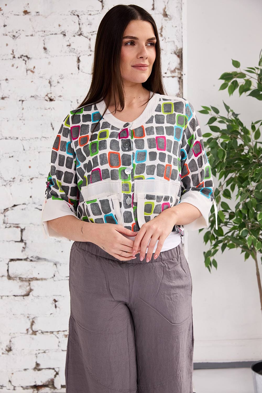 Tara Vao Square Print Jacket