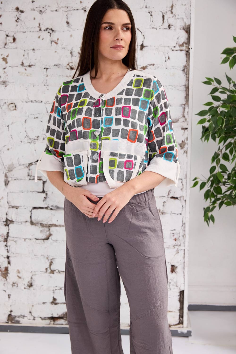 Tara Vao Square Print Jacket