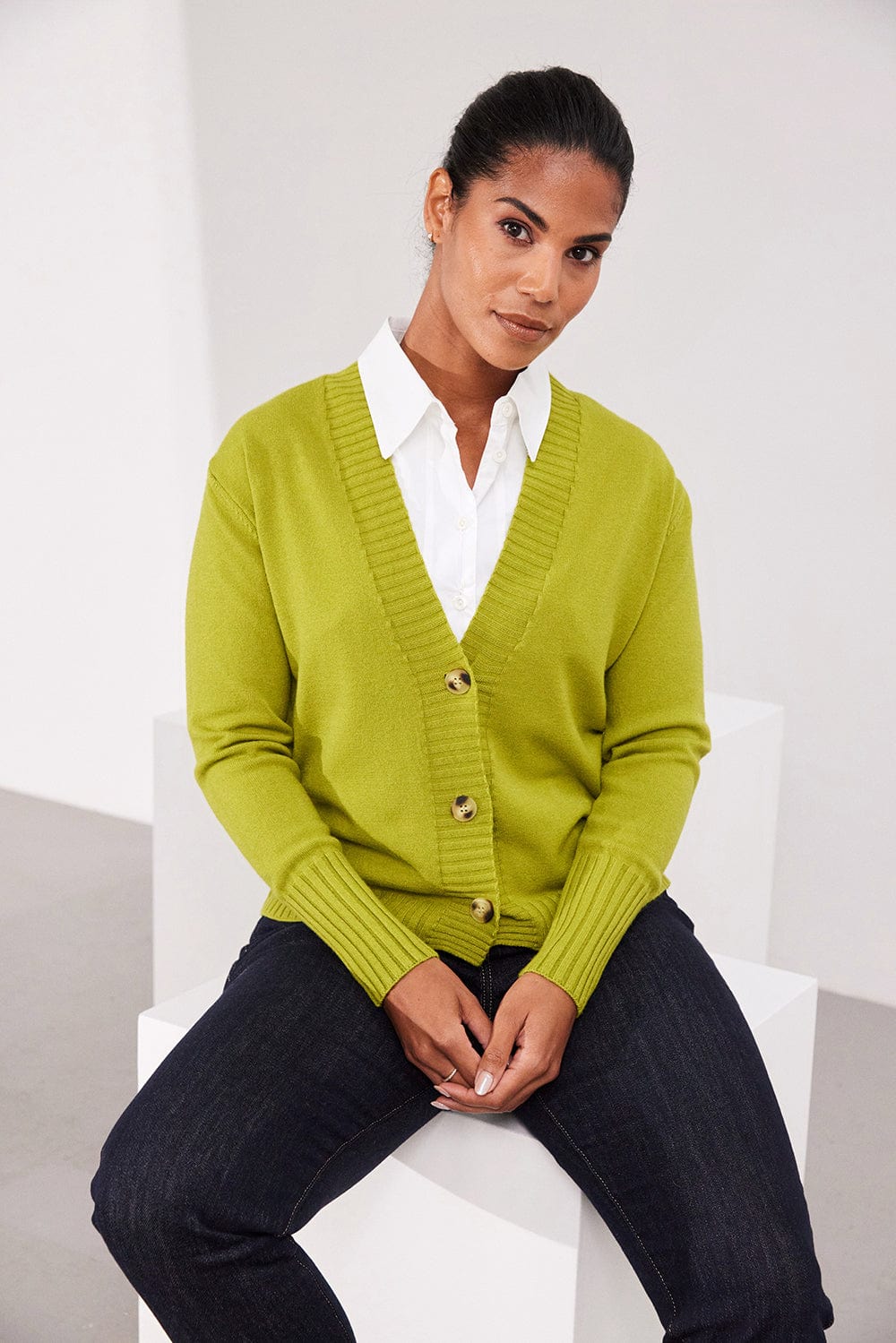 three button cardigan