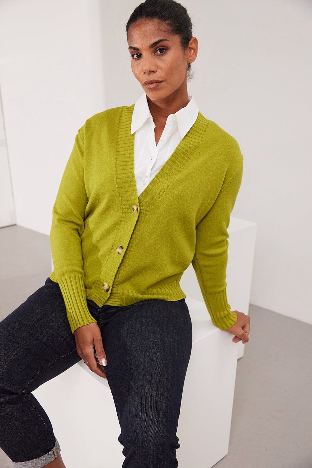 three button cardigan