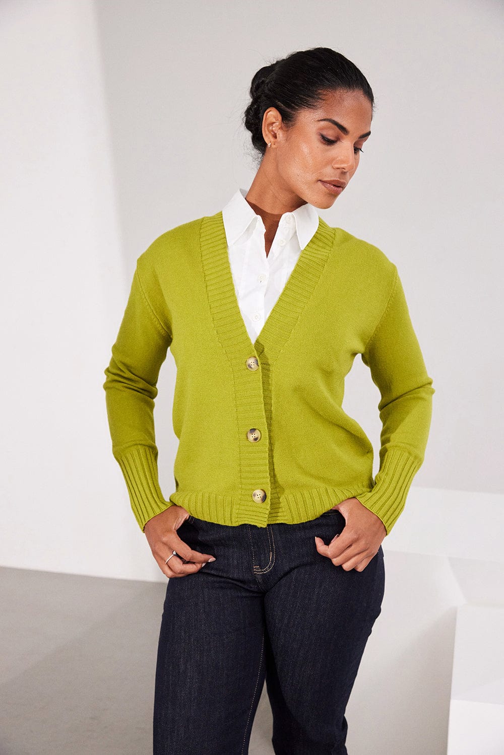 three button cardigan