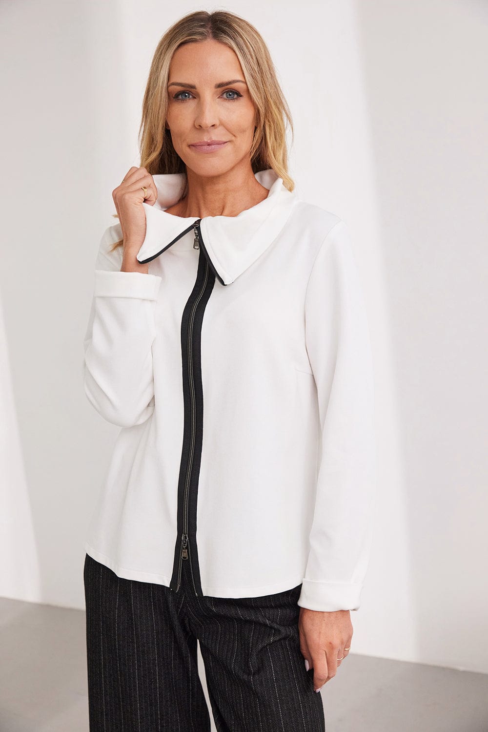 PERUZZI Zip Front Cowl Top