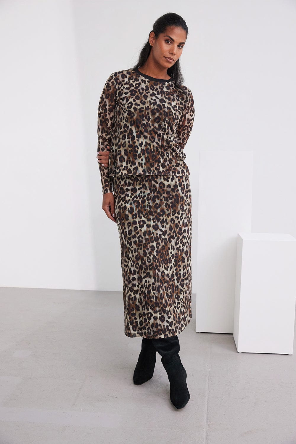 Kartner, Mesh Animal Print Top