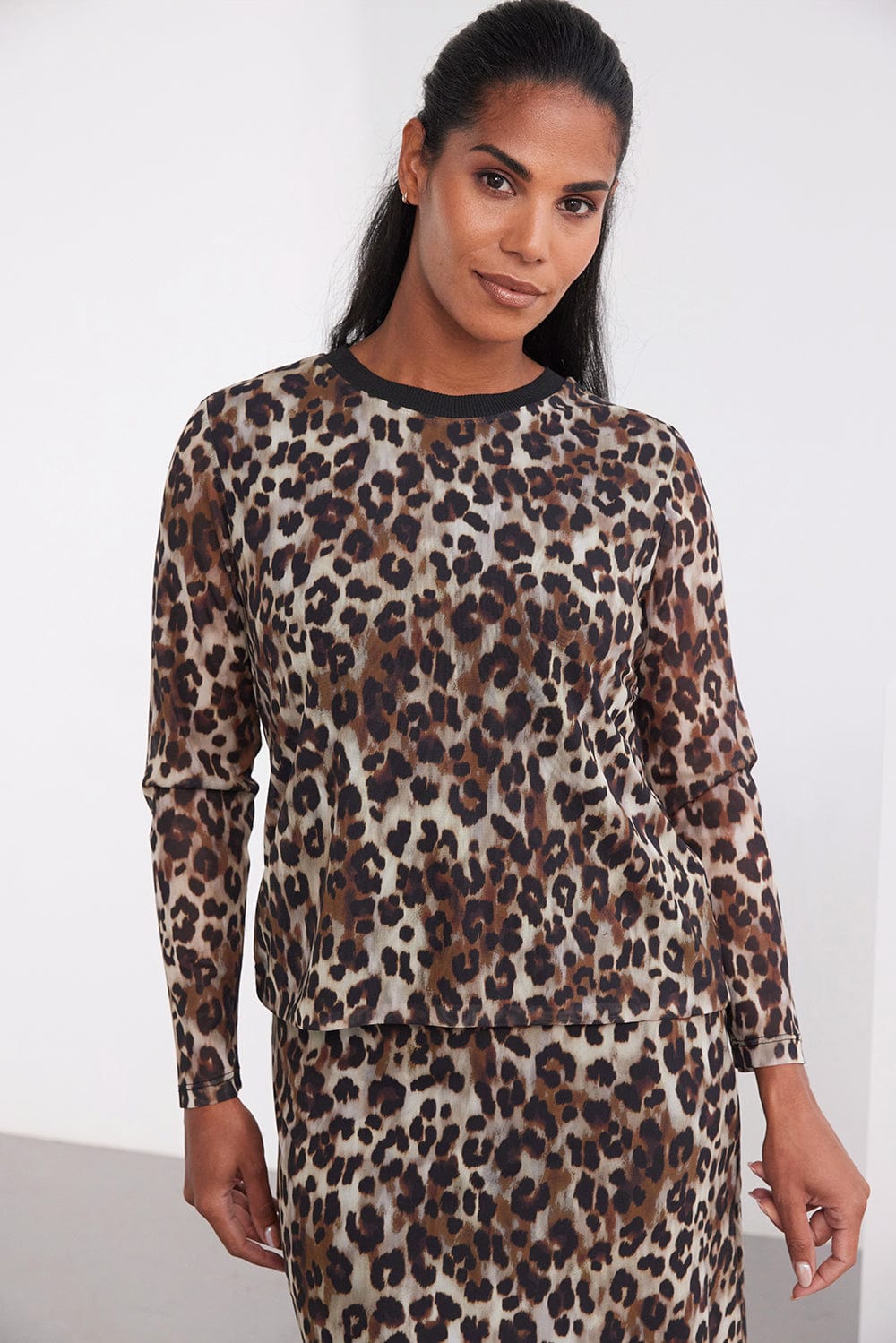 Kartner, Mesh Animal Print Top