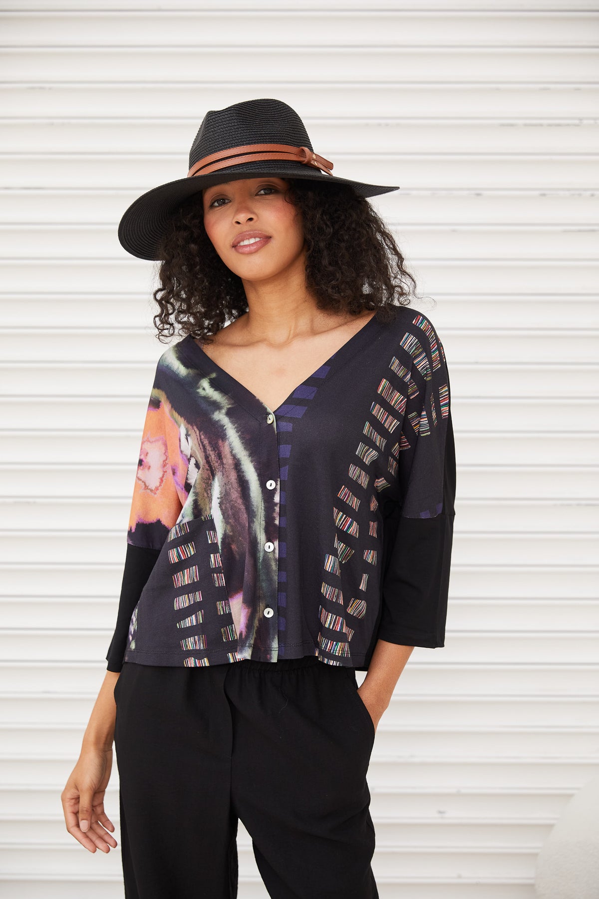 OZAI N KU Multi Floral Stripe Print Cardigan