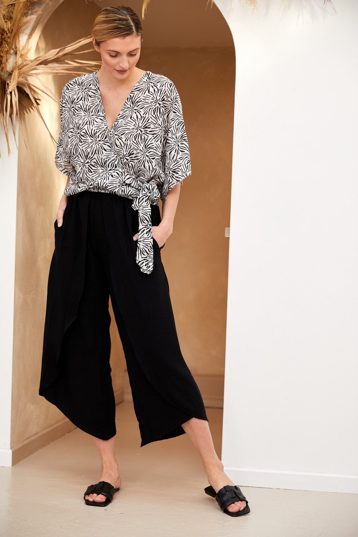 Tara Vao Print Wrap Top