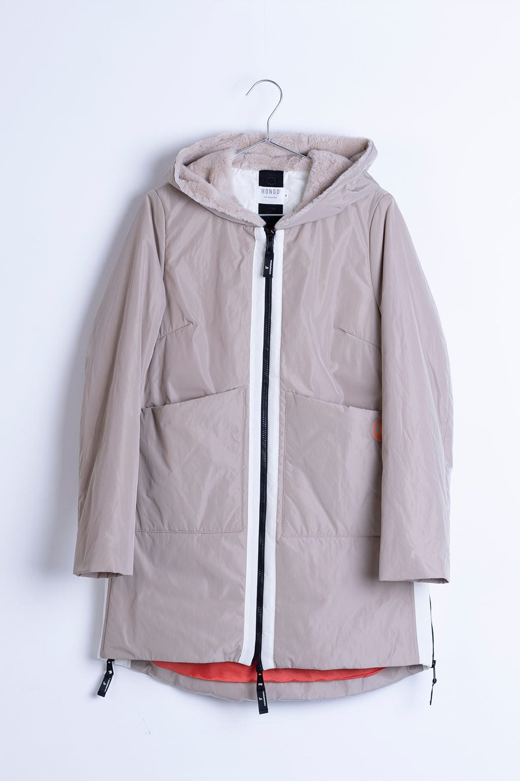 Hongo Stripe Faux Fur Hooded Coat