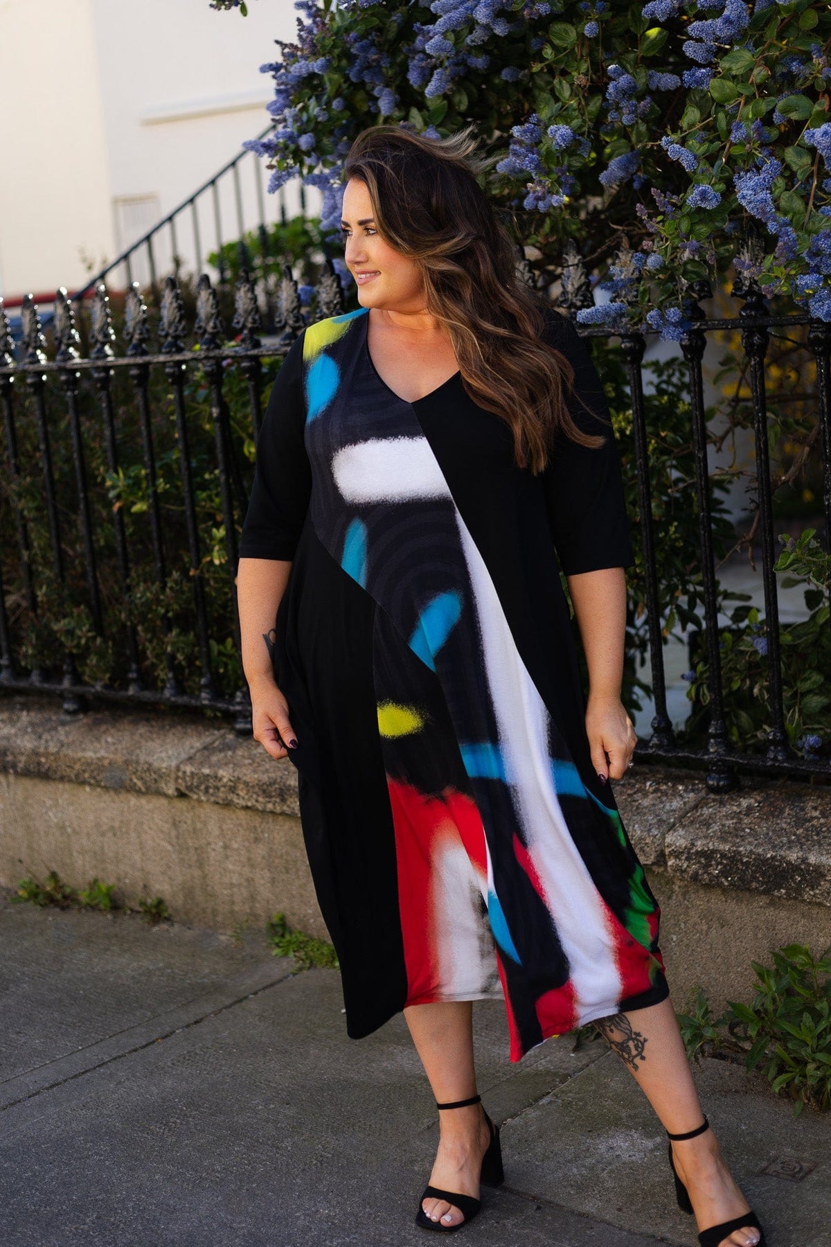 OZAI N KU Cap Sleeve Print Dress