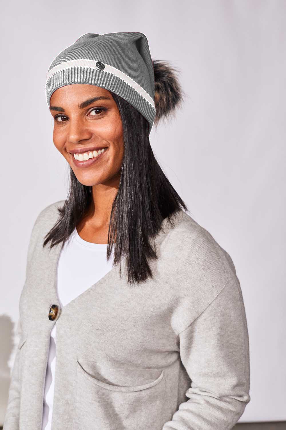 PERUZZI Slouch Stripe Bobble Hat