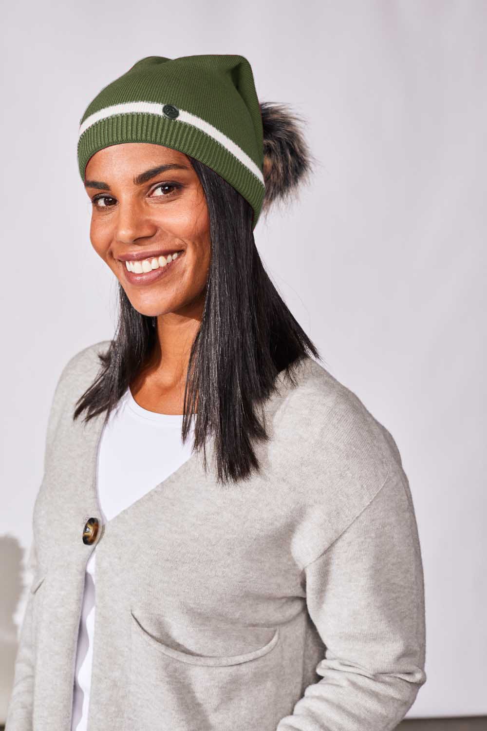 PERUZZI Slouch Stripe Bobble Hat