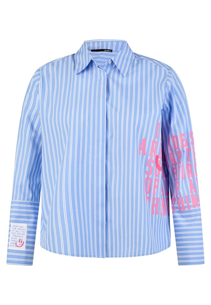 Le Comte Slogan Print Stripe Shirt