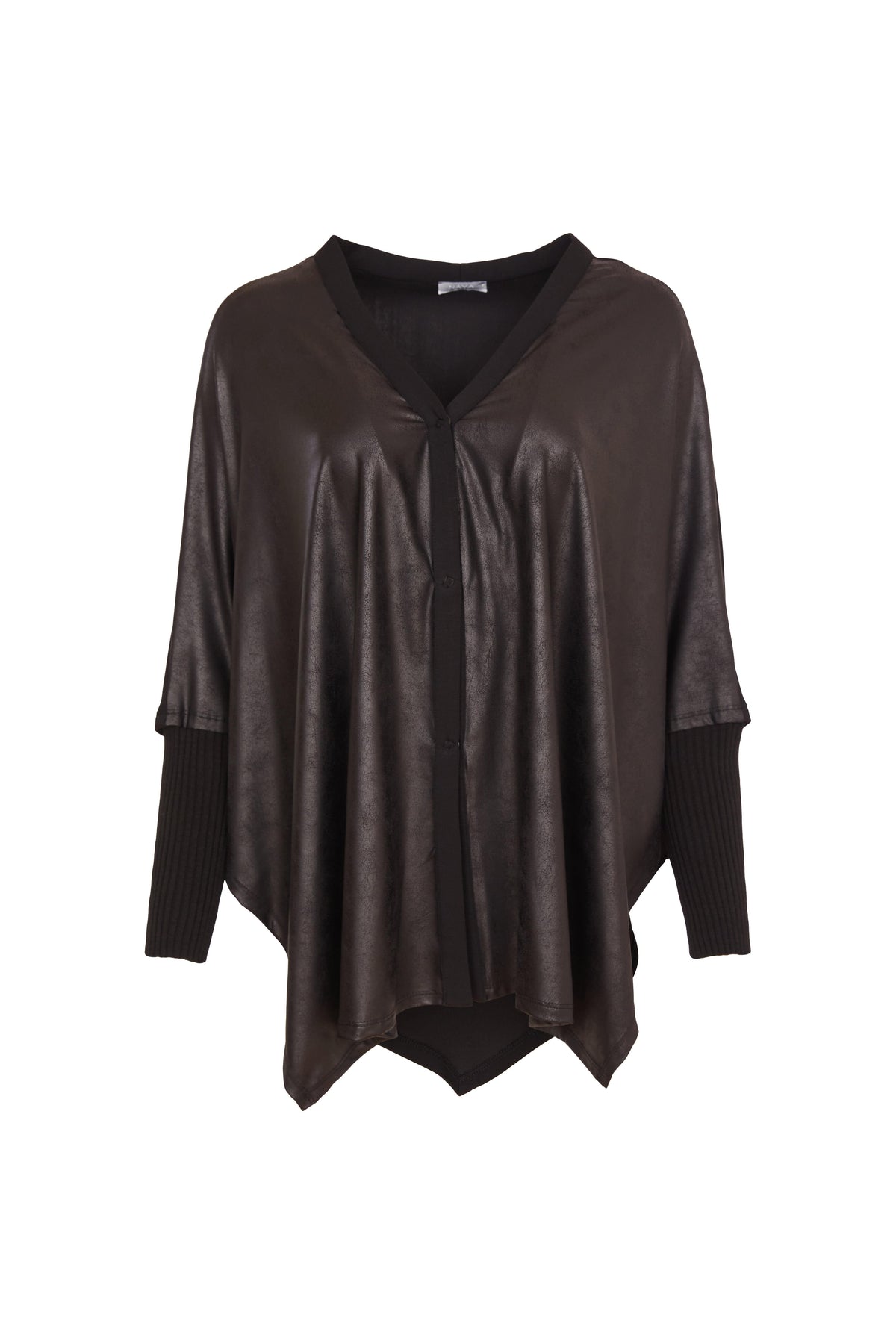 NAYA Pleather Cardigan with Knit Sleeve