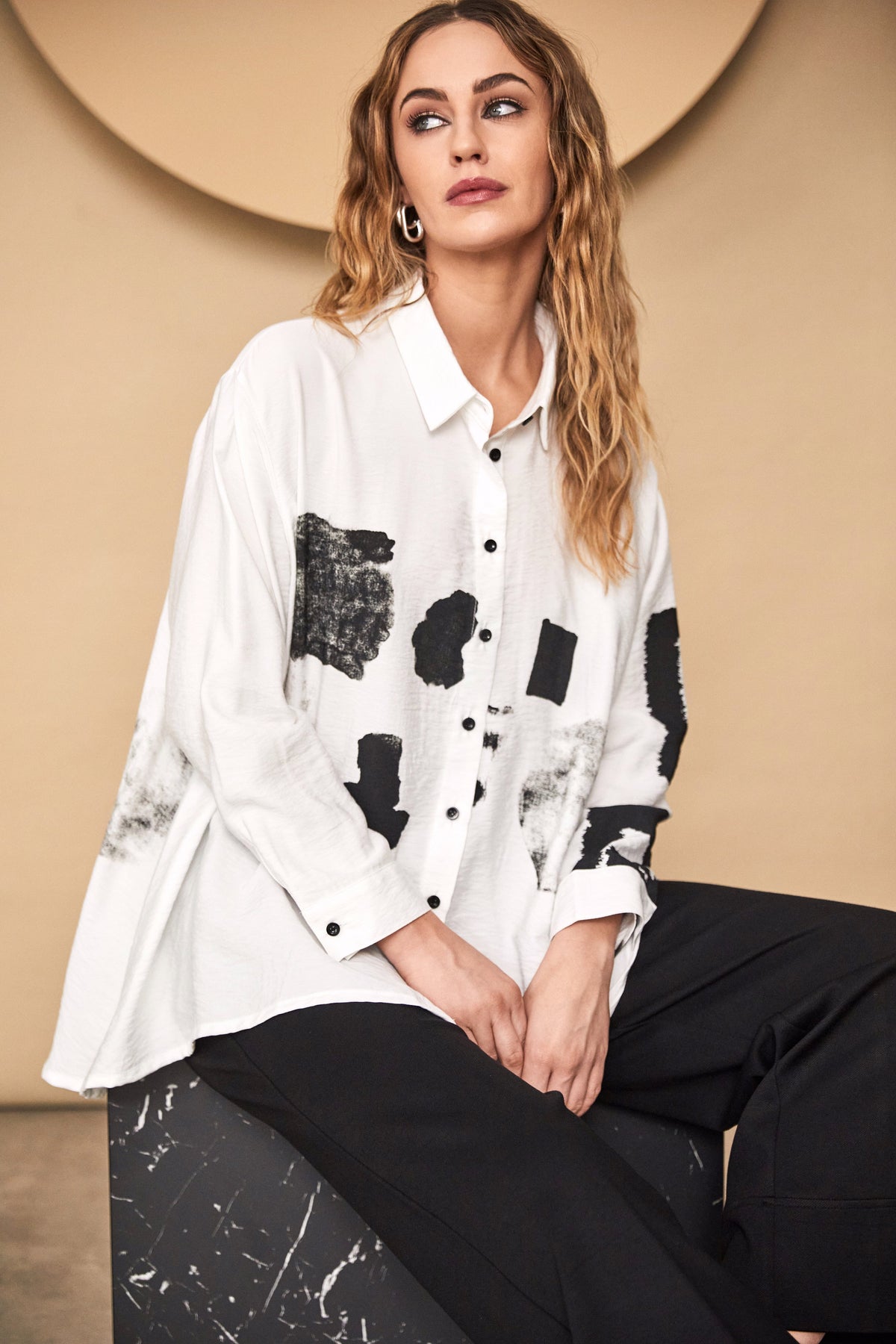 NAYA Textured Circle Print Shirt