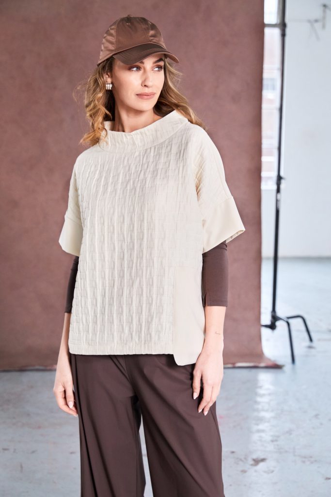 NAYA Quilted Mixed Fabric Top