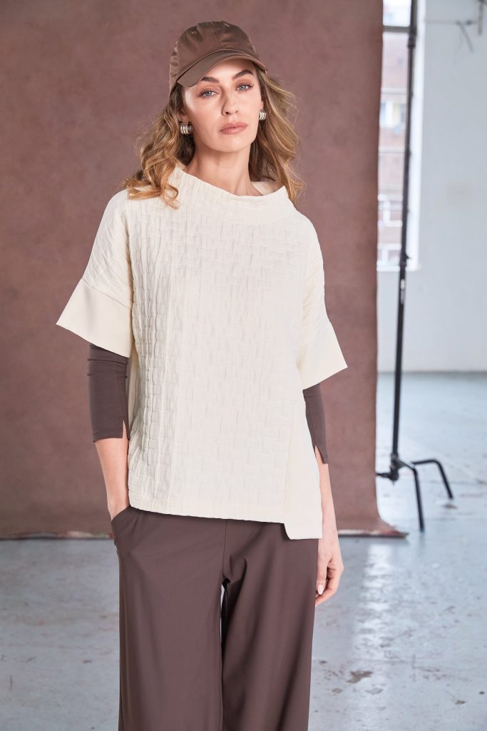 NAYA Quilted Mixed Fabric Top