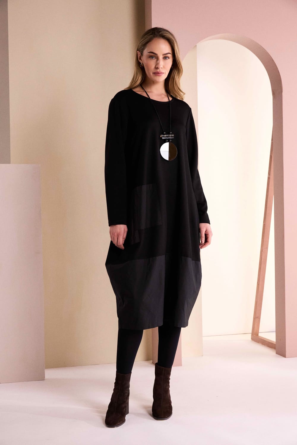NAYA Patch Dress With Snood