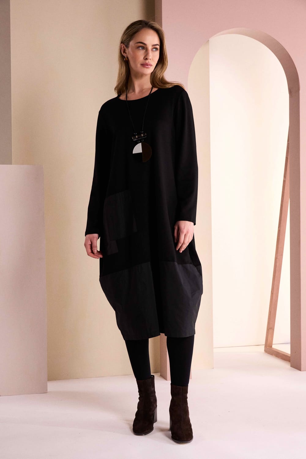 NAYA Patch Dress With Snood
