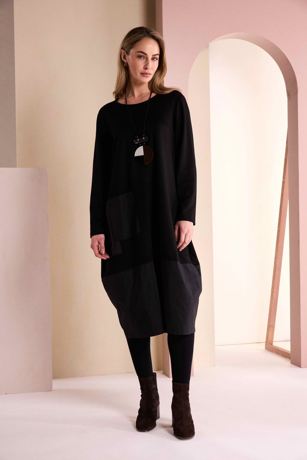 NAYA Patch Dress With Snood