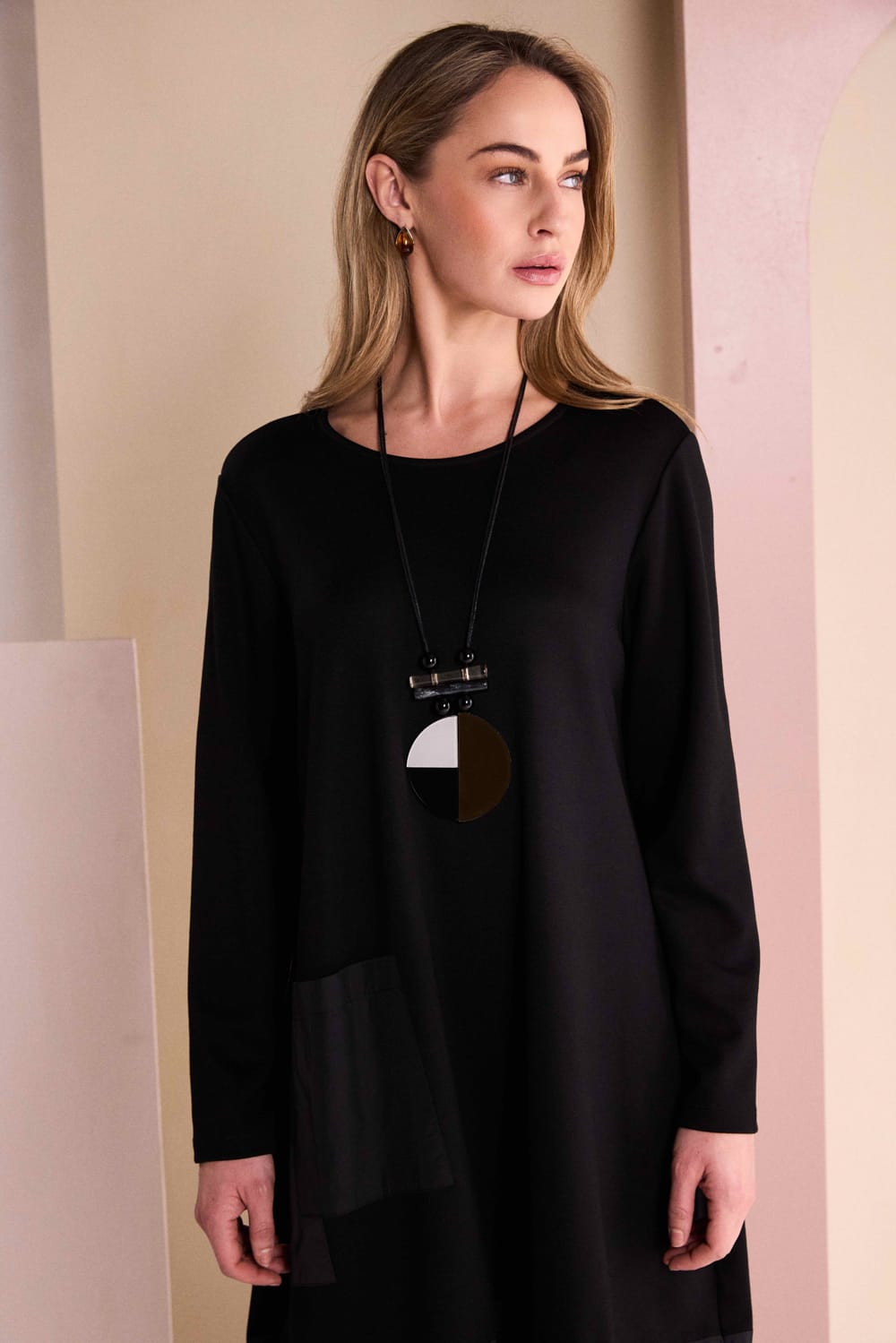 NAYA Patch Dress With Snood