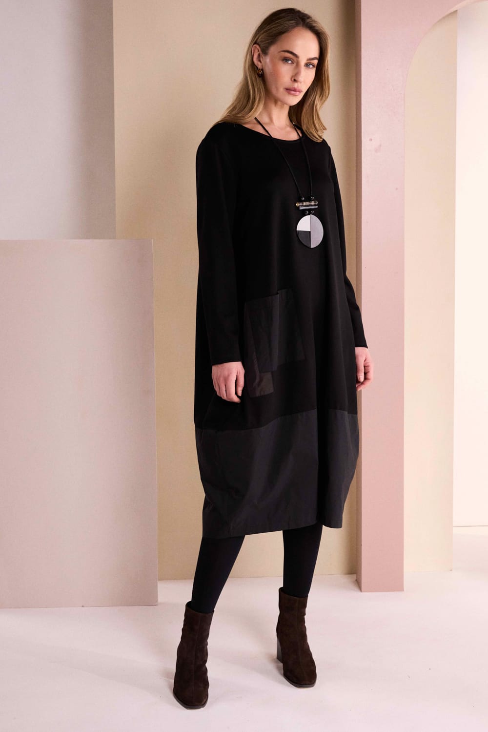 NAYA Patch Dress With Snood