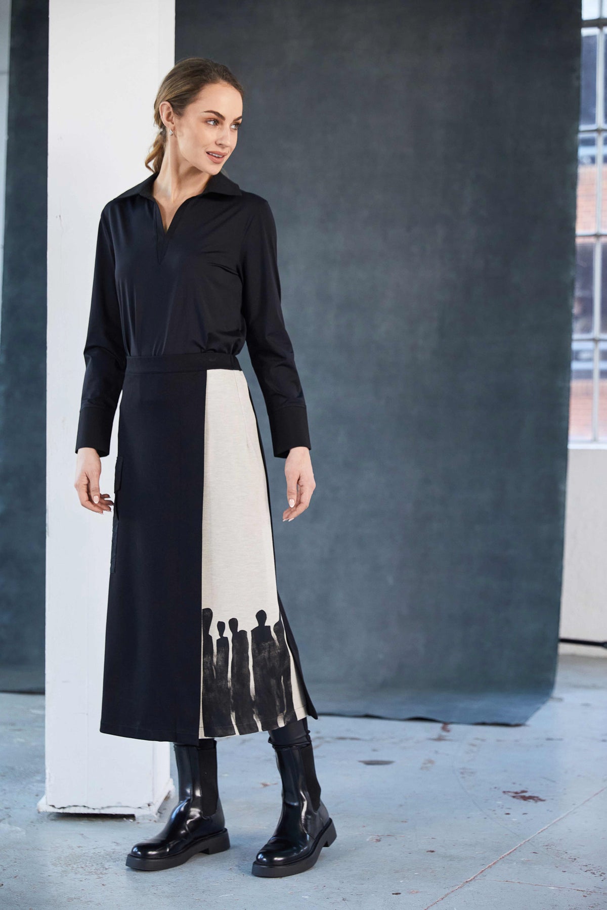 NAYA Stripe Panel Skirt