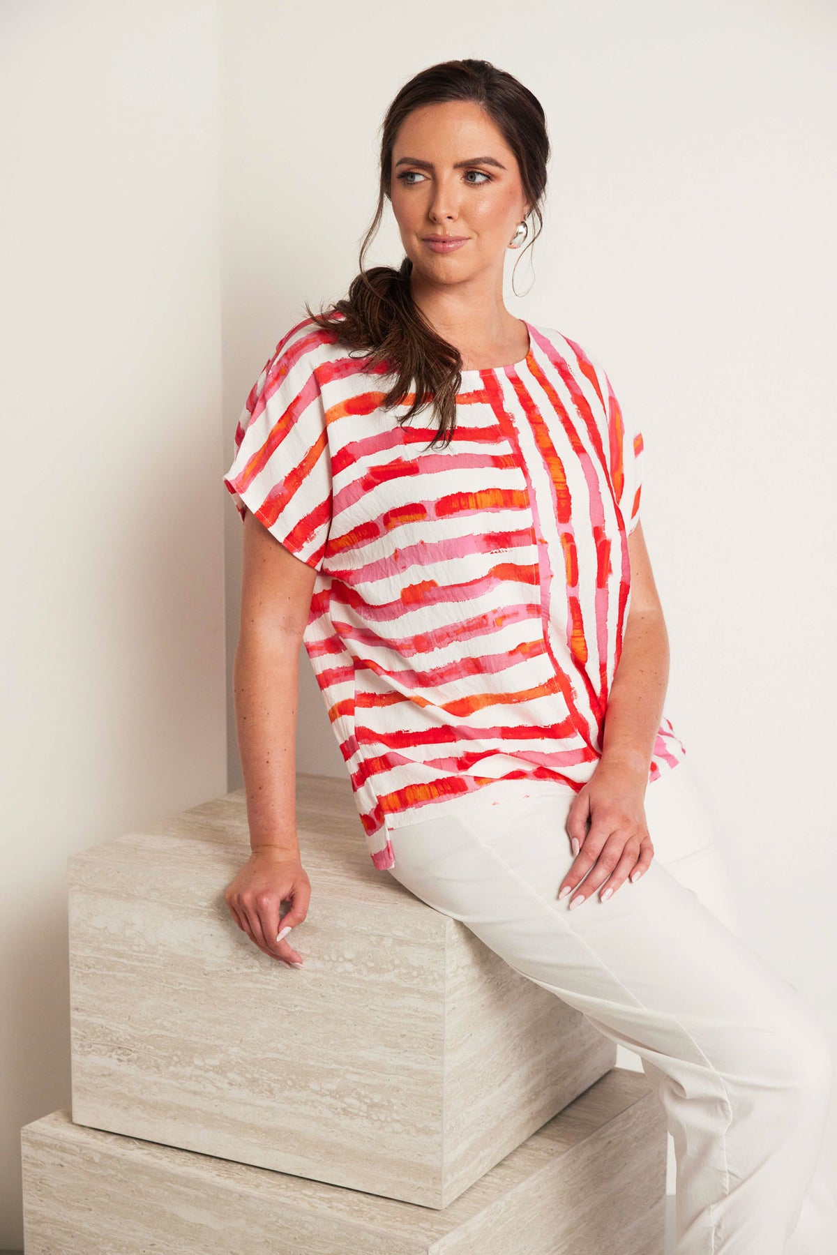 ORA Contrast Stripe Top