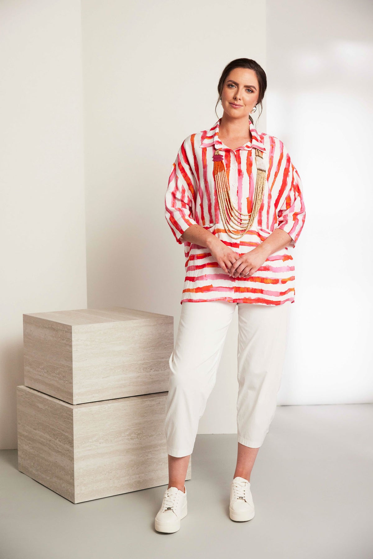 ORA Contrast Stripe Top